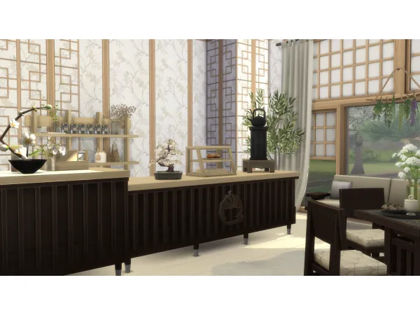 Maxis Match Tea House Wallpaper - The Sims 4 Custom Content
