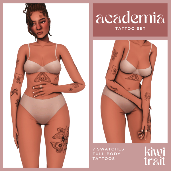 Mix academia tattoo set by simsfinds - The Sims 4 custom content