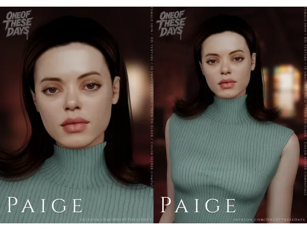 Alpha Paige (Rose McGowan) SKIN SKINOVERLAY eyelids nosemask lipstick tray files - The Sims 4 Custom Content
