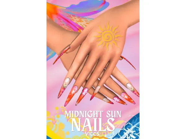 Alpha VICCS_ MIDNIGHT SUN NAILS (TEEN ELDER) - The Sims 4 Custom Content