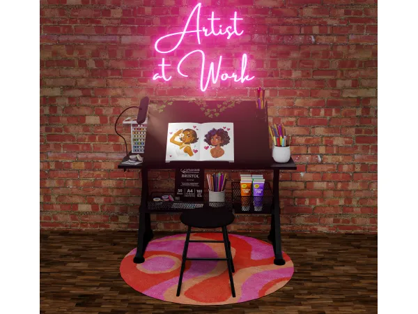 Alpha Artist at Work Set - The Sims 4 Custom Content