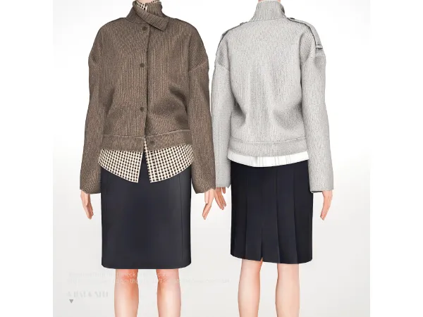 Alpha Massimo Dutti Turtleneck Knit Cardigan by charonlee - The Sims 4 Custom Content