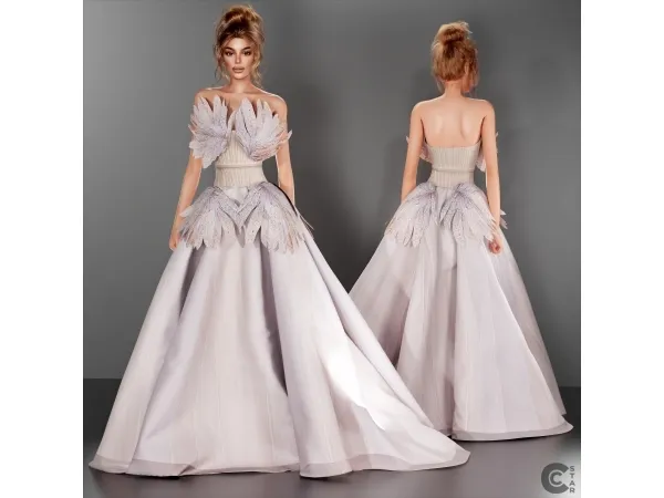 Alpha Sculpted Leaf Couture Ballgown cool_content_star - The Sims 4 Custom Content
