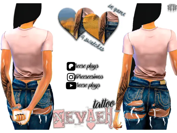 Alpha Nevaeh Wing Tattoo - The Sims 4 Custom Content