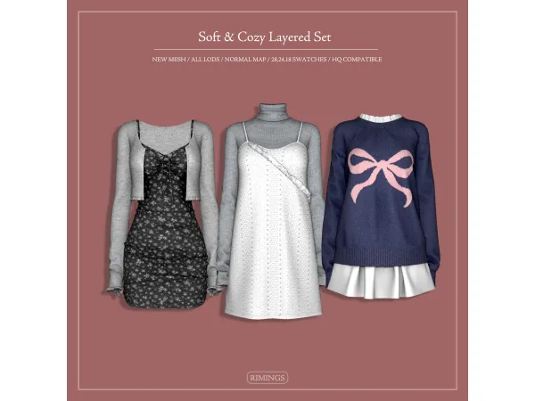 Alpha [RIMINGS] Soft & Cozy Layered Set - The Sims 4 custom content