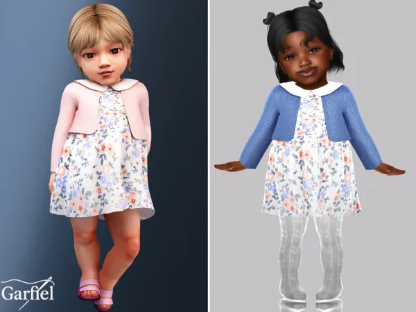 Alpha Infant Light floral dress with short cozy cardigan by Garfiel - The Sims 4 custom content