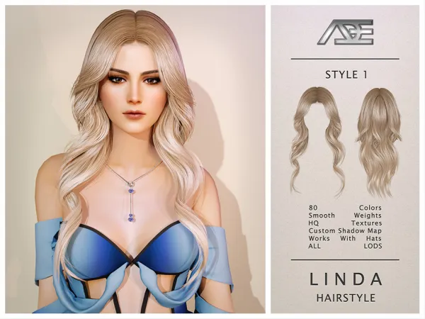 Alpha Linda Style 1 (Hairstyle) by Ade_Darma - The Sims 4 Custom Content
