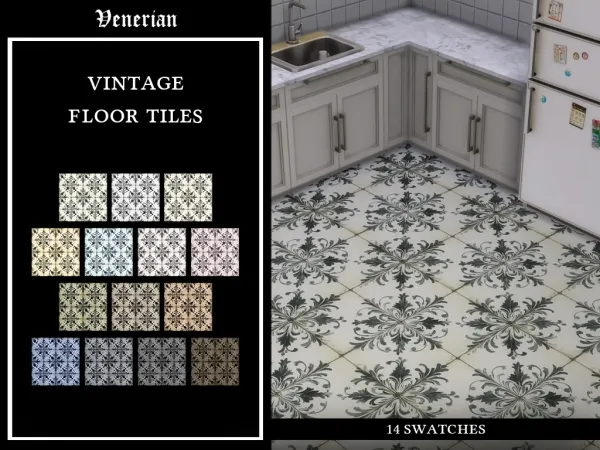 Alpha Vintage Floor Tiles by Venerian - The Sims 4 Custom Content