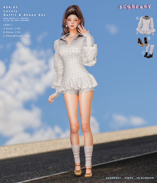 Alpha [SUNBERRY] 2601 Lovely Outfit by simsfinds - The Sims 4 Custom Content