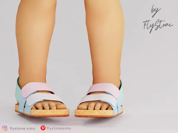 Maxis Match Toddler Multicolored Sandals With Cork Soles by FlyStone - The Sims 4 Custom Content