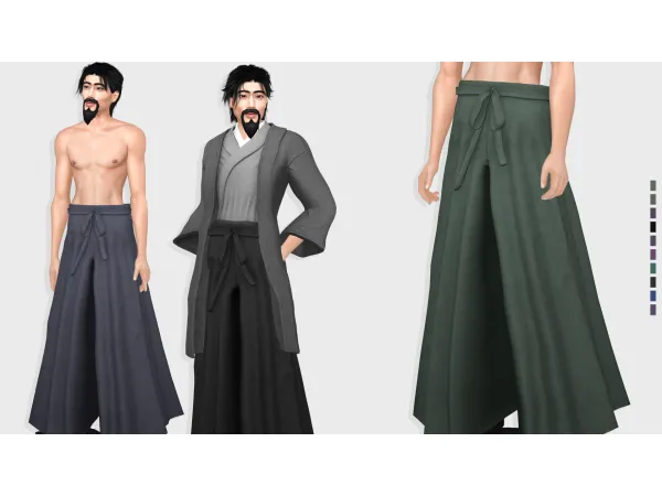 Sims 4 Alpha Oriental Male Clothes CC: Rising Sun Men's Pants by Lynxsimz