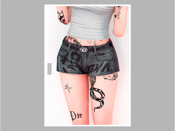 Alpha ud83eudea9 MO y2k Mini Shorts (Belt) ud83eudea9 - The Sims 4 Custom Content