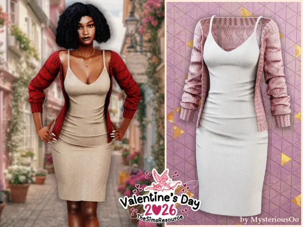 Alpha Soft knit slip outfit by MysteriousOo - The Sims 4 Custom Content