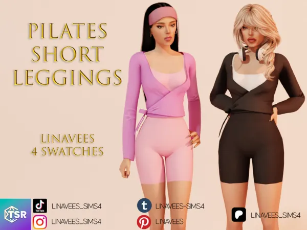 Alpha MARGO PILATES SHORT LEGGINGS by linavees - The Sims 4 Custom Content