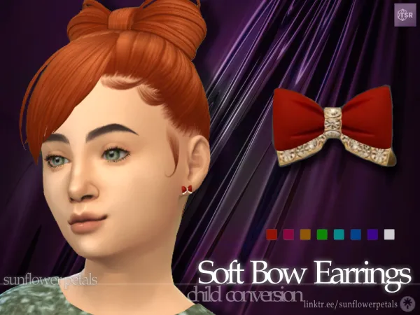 Mix Soft Bow Earrings for Kids - The Sims 4 Custom Content