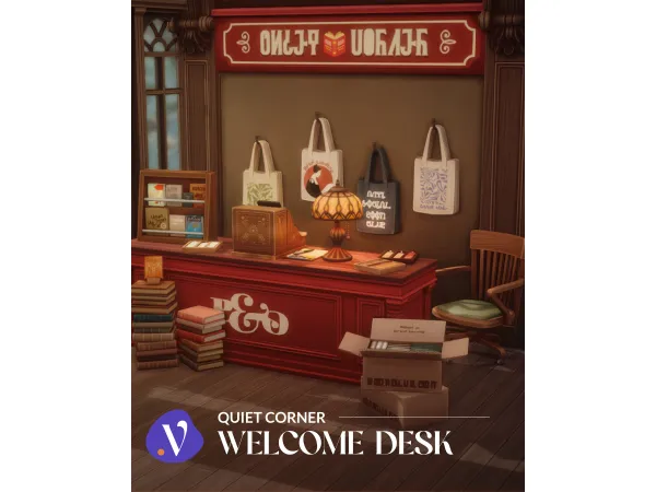 Maxis Match Quiet Corner Welcome Desk Download by valiasims - The Sims 4 Custom Content