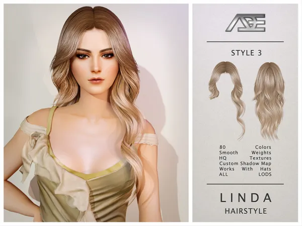 Alpha Linda Style 3 (Hairstyle) - The Sims 4 Custom Content