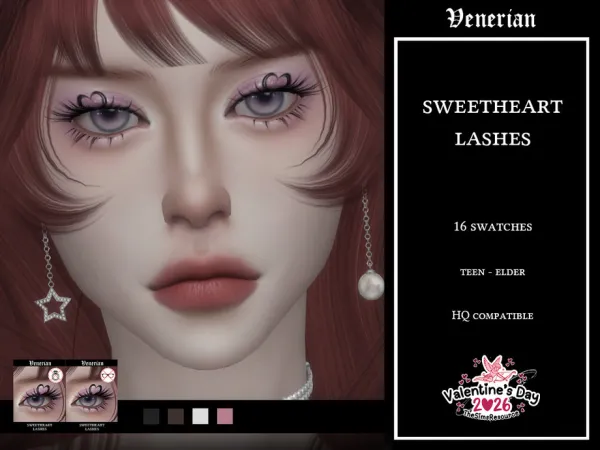 Alpha Sweetheart 3D Lashes (Valentine's 2026) by Venerian - The Sims 4 Custom Content