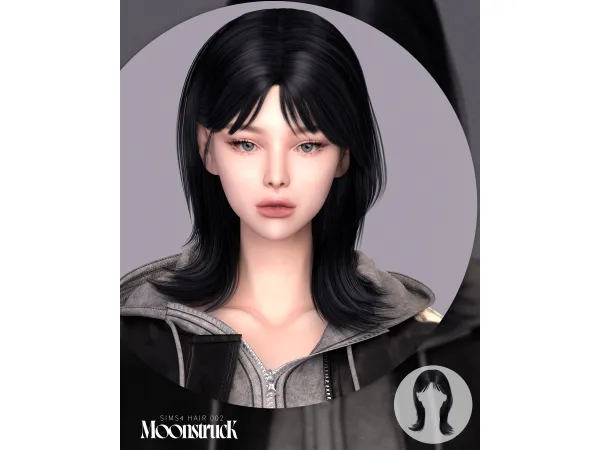 Alpha [SIMS4] HAIR_NO_002 by MoonstrucK_3D - The Sims 4 Custom Content