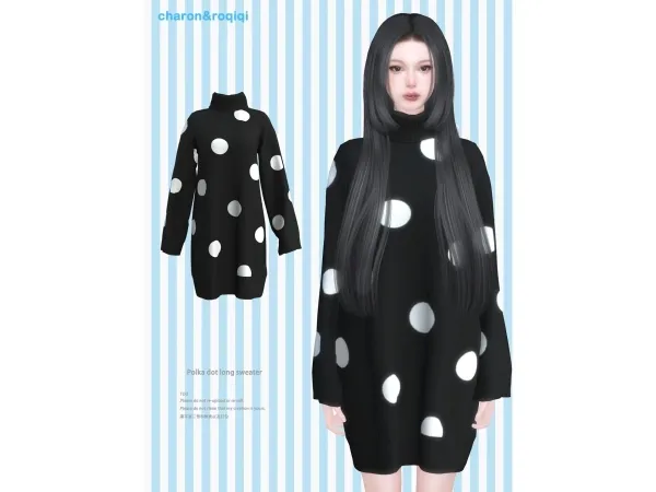[charon&roqiqi]Polka dot long sweater