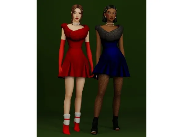 Maxis Match Velvet Noel dress - The Sims 4 Custom Content
