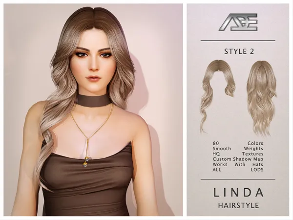 Alpha Linda Style 2 (Hairstyle) - The Sims 4 Custom Content