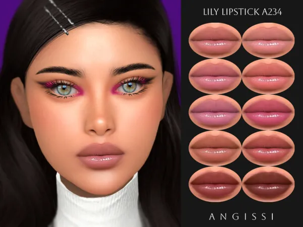 Alpha Lily Lipstick A234 by ANGISSI - The Sims 4 Custom Content