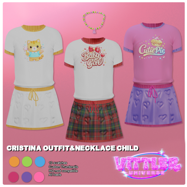 Alpha Cristina Outfit Necklace CHILD by simsfinds - The Sims 4 Custom Content