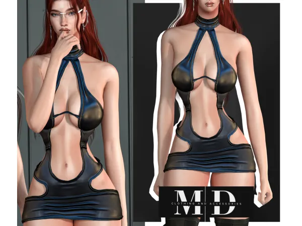 Alpha NEW &#43310450277903 sexy short leather dress na024 &#43310450277903 - The Sims 4 custom content
