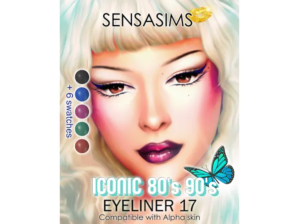 Mix Iconic 80's 90's E17 Eyeliner - The Sims 4 Custom Content