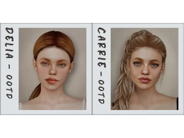 Alpha Exclusive Access Pack 1 Delia Carrie SKINS face parts lipsticks tray files - The Sims 4 Custom Content