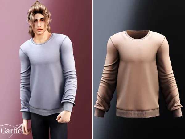 Alpha Adult Minimal long sleeve sweatshirt with relaxed modern fit by Garfiel - The Sims 4 Custom Content