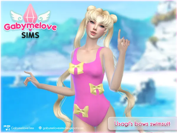 Maxis Match Usagiu2019s Bows Swimsuit u2014 Sailor Moon Inspired by GabymeloveSims - The Sims 4 Custom Content