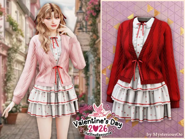 Alpha Sweet vintage ribbon outfit by MysteriousOo - The Sims 4 custom content