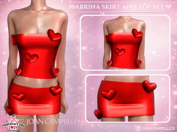 Alpha SABRINA HEART SKIRT AND TOP SET by Joan_Campbell_Beauty_ - The Sims 4 Custom Content