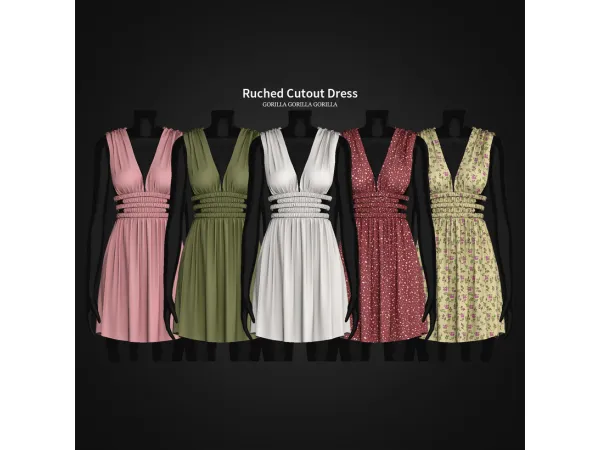 Alpha Ruched Cutout Dress by gorillax3 - The Sims 4 Custom Content