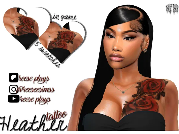 Alpha Heather Rose Tattoo - The Sims 4 Custom Content