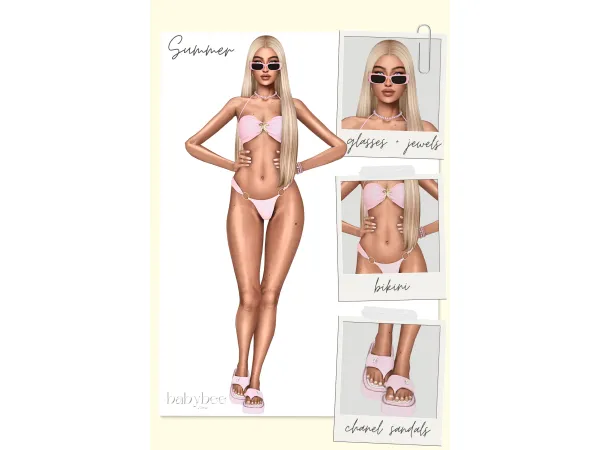Mix Summer Summer Bikini Collection by babybeesims - The Sims 4 Custom Content