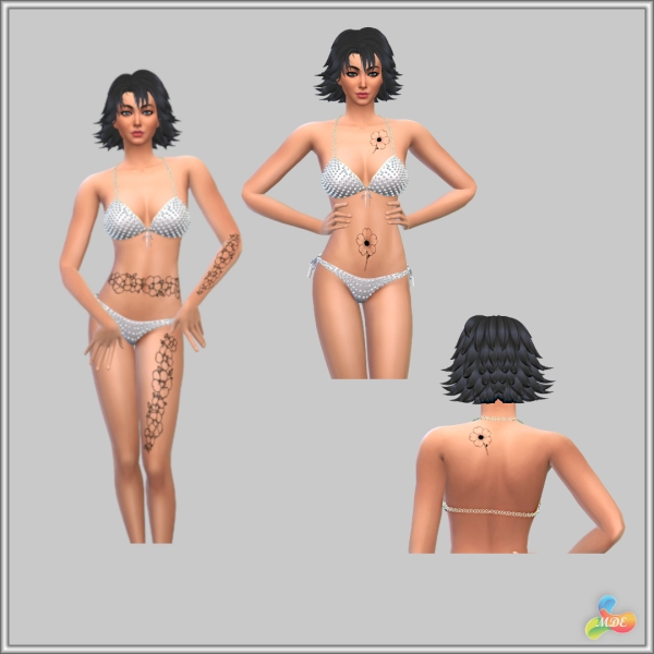Maxis Match February Birth Flower Primrose Tattoo Set by mde - The Sims 4 Custom Content