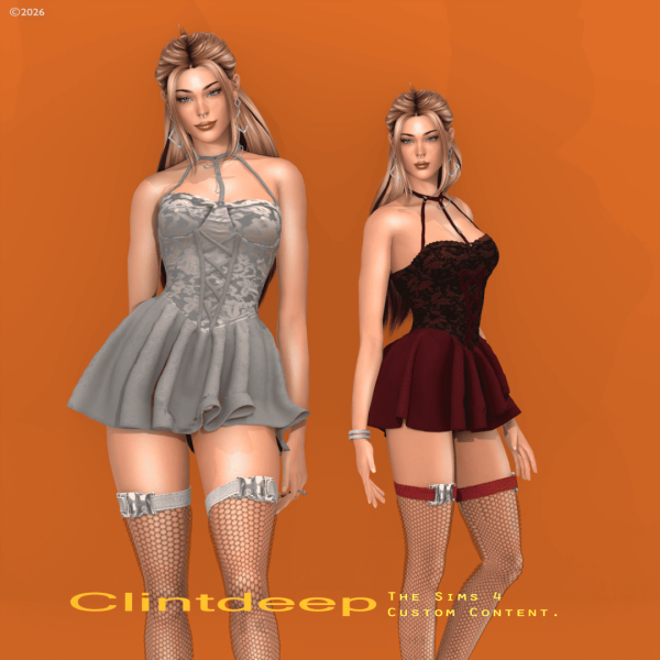 Alpha Clintdeep Calliana Top Skirt Set by clintdeep - The Sims 4 Custom Content