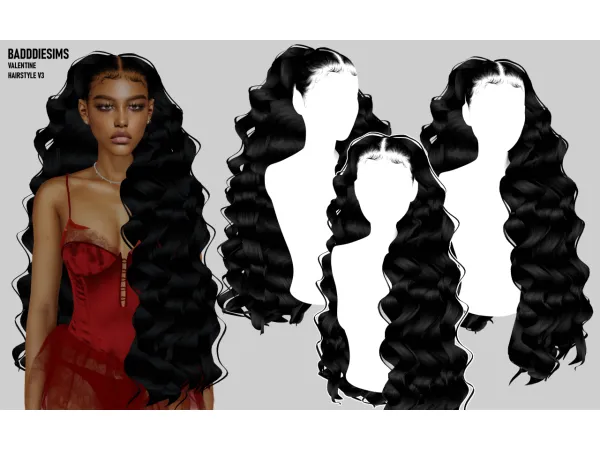 Mix BADDDIESIMS VALENTINE HAIRSTYLE V3 - The Sims 4 Custom Content