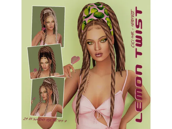 LEMON TWIST SET - Cici Hair and Headpiece by daylifesims