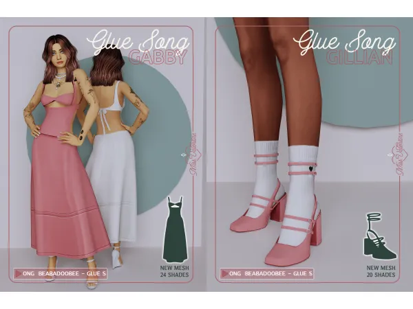 Mix Gabby Dress, Gillian Shoes and socks by Miss.Valentine - The Sims 4 custom content