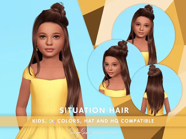 Alpha Situation Hair Kids - The Sims 4 custom content