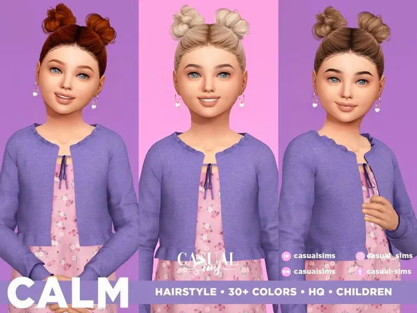 Alpha Calm Hairstyle for Children No Bangs - The Sims 4 custom content
