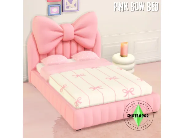 Maxis Match Pink Bow Bed by Snotra902 - The Sims 4 Custom Content