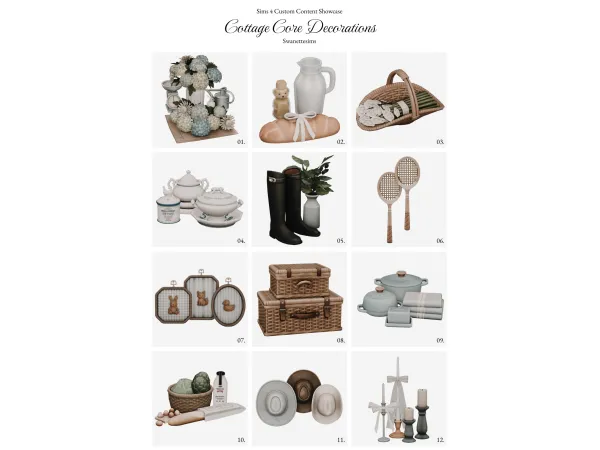 Maxis Match Cottage Core Decorations by swanettesims - The Sims 4 Custom Content