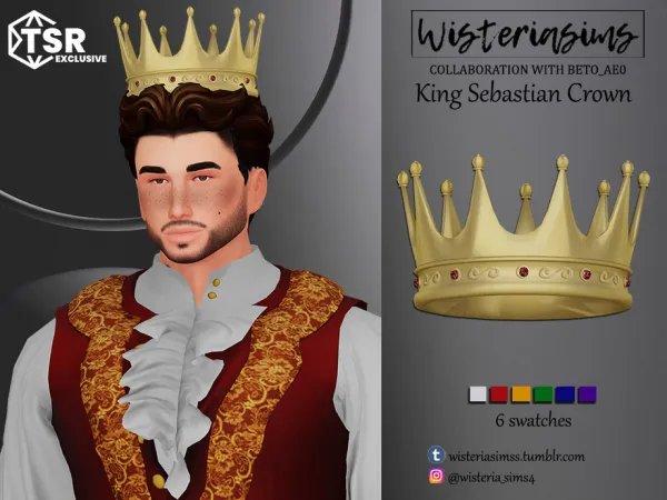 Alpha King Sebastian Crown by WisteriaSims - The Sims 4 Custom Content