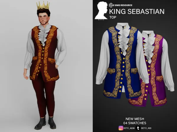 Alpha King Sebastian (Top) by Beto_ae0 - The Sims 4 Custom Content