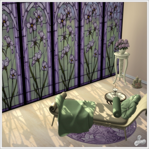 Mix February Bloom Stained Glass Walls by mde - The Sims 4 Custom Content